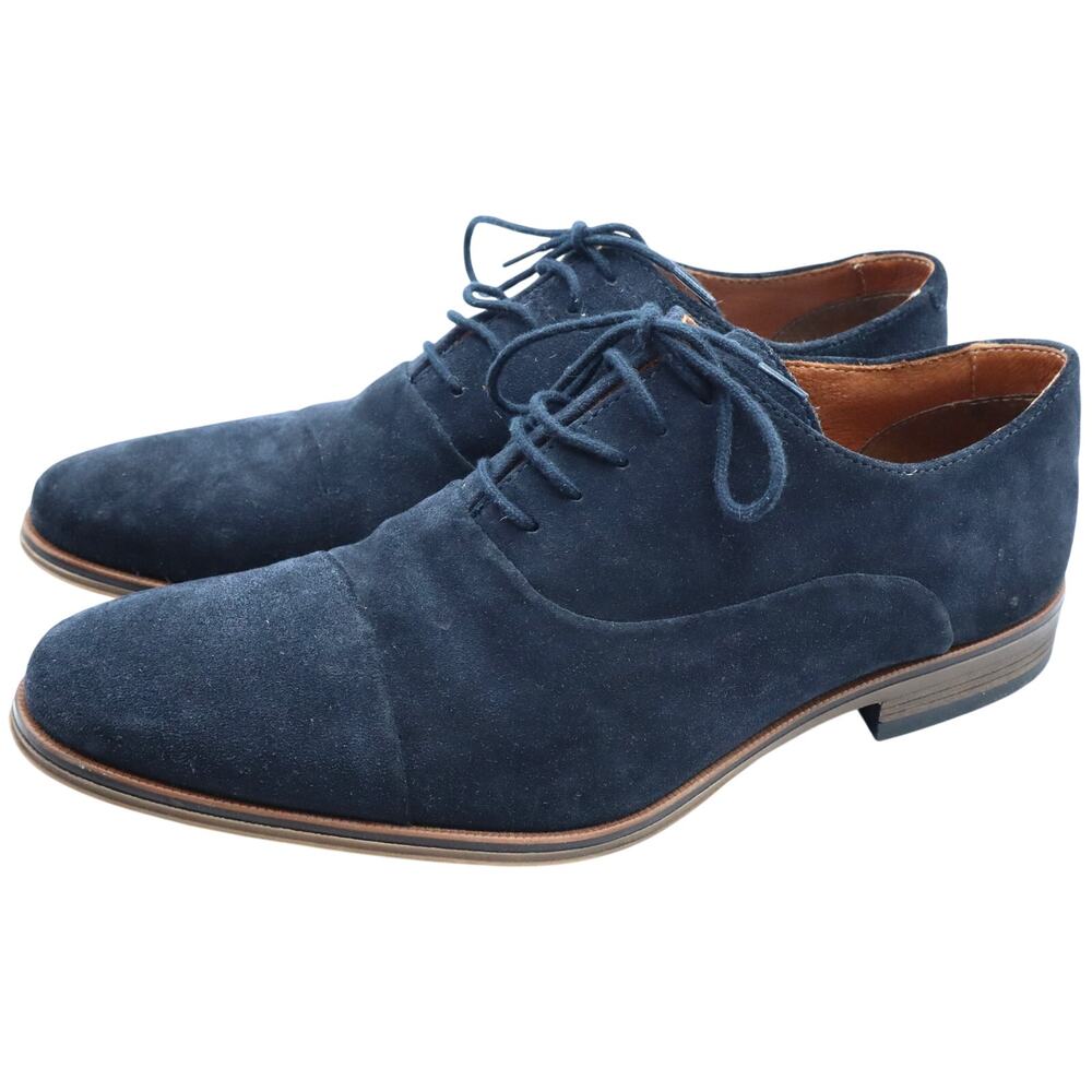 Bar III Flynn Cap Toe Suede Oxfords Navy Blue Leather Lace Up Mens 8.5 Classic
